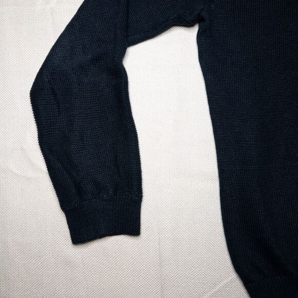 Vince 100% Linen Navy Crewneck Sweater L | Quiet Luxury Minimalist - Picture 5 of 13